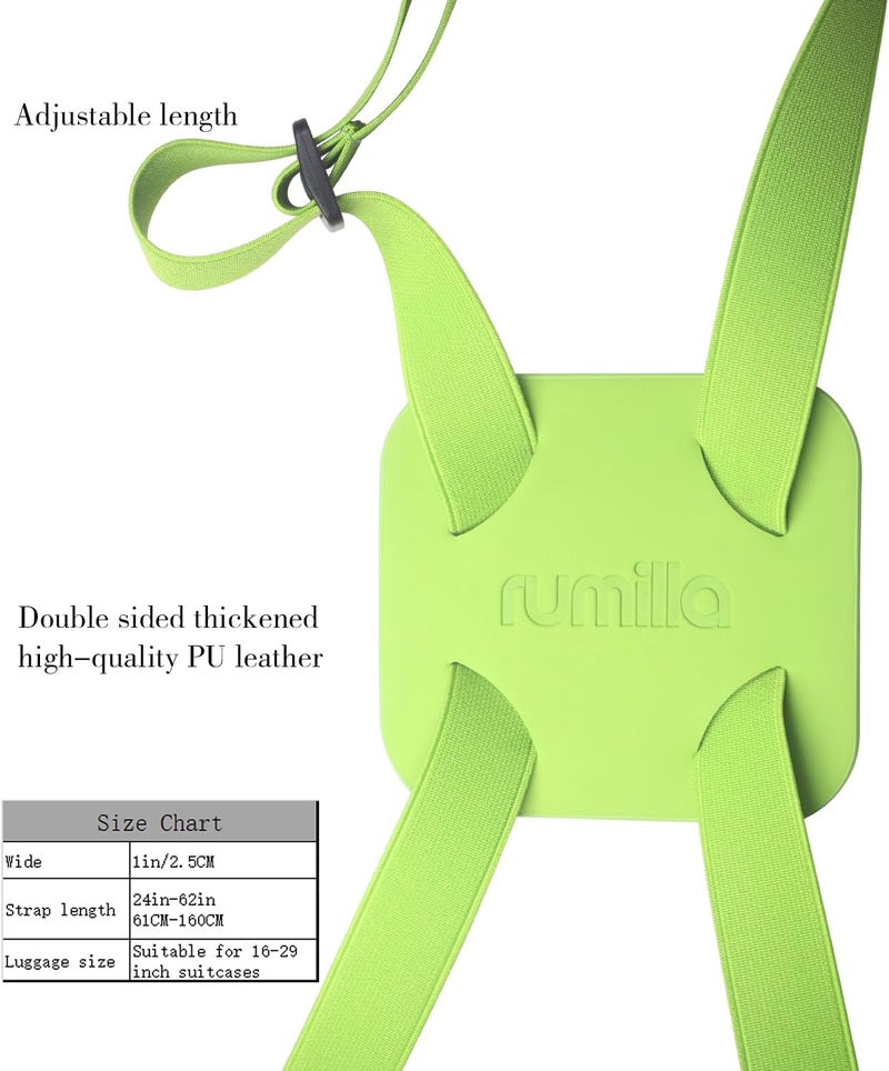 RUMILLA Adjustable Luggage Straps for Suitcases Add a Bag High Elastic Travel Bungees Connecting Carry On Bag TSA Approved (Green Luggage strap-1PCS) - Image 3